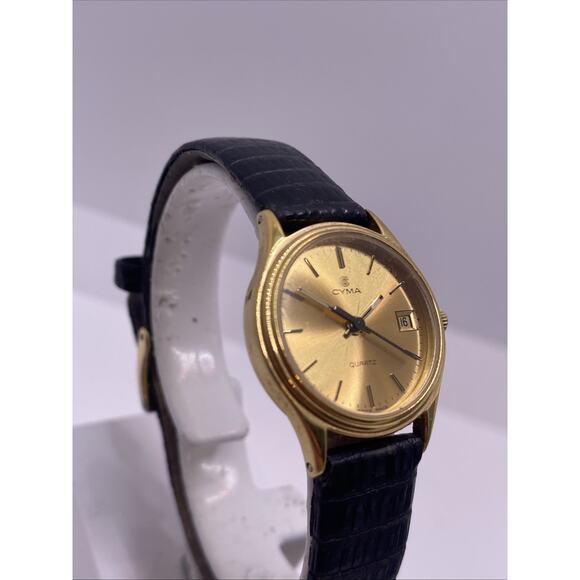 Cyma Womens Gold Plated Quartz Swiss Watch Works New Battery main image 7